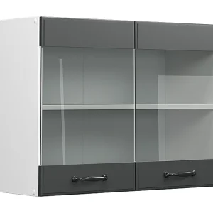 Glazen keukenkast antraciet landhuis 80x31x60 r-line Glazen keukenkast antraciet landhuis 80x31x60 r-line