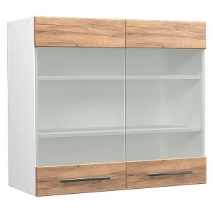Glazen keukenkast krachtige eik goud 80×34.1×72 fame-line
