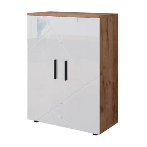 Halfhoge kast wit hoogglans/goud power eiken 60x30x81 irma Halfhoge kast wit hoogglans/goud power eiken 60x30x81 irma