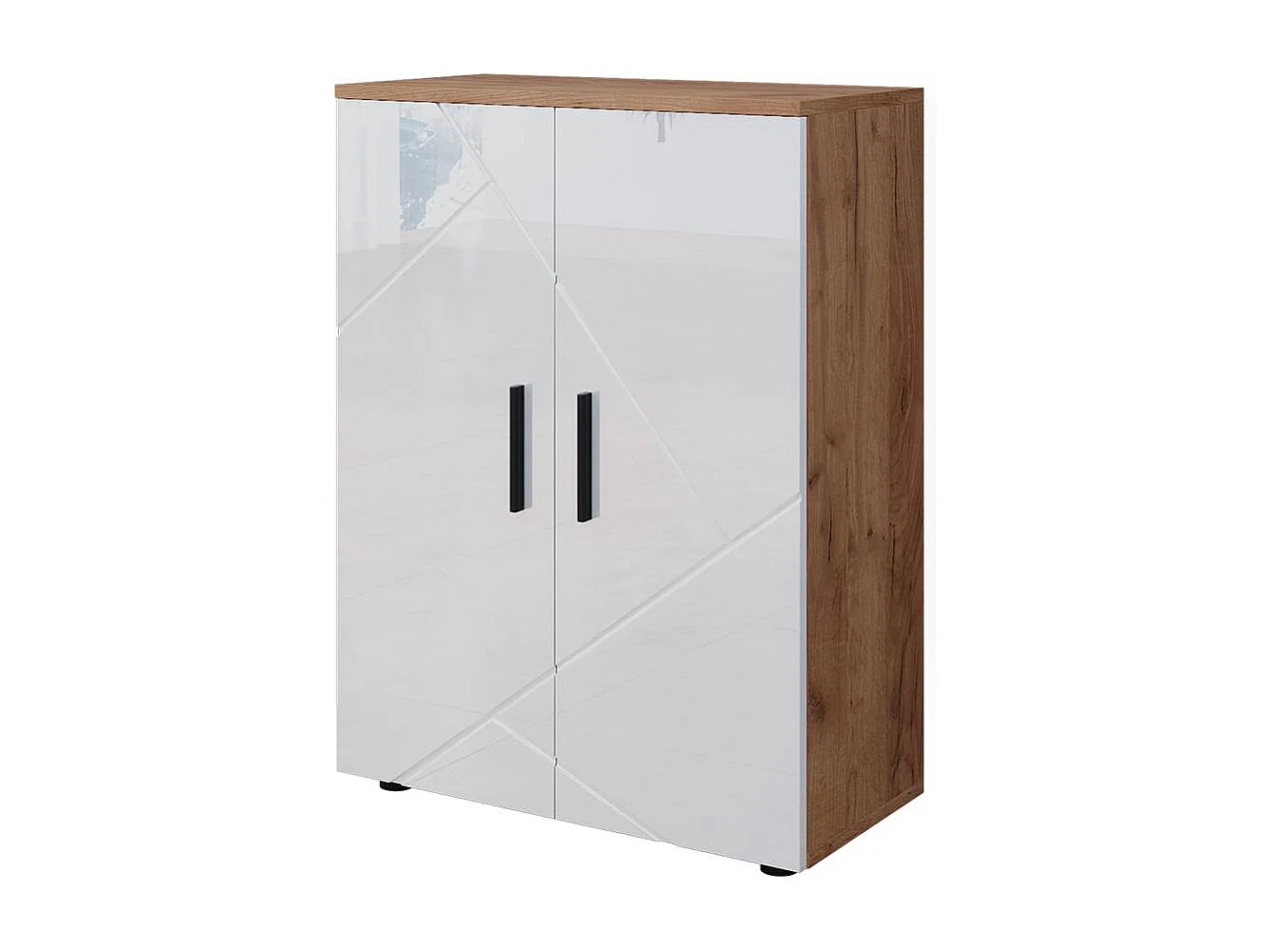 Halfhoge kast wit hoogglans/goud power eiken 60x30x81 irma