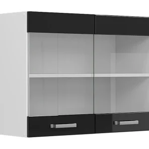 Glazen keukenkast zwart hoogglans 80x31x60 r-line