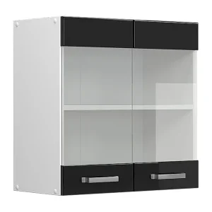 Glazen keukenkast zwart hoogglans 60x31x60 r-line