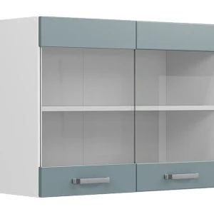 Glazen keukenkast blauw-grijs 80x31x60 r-line