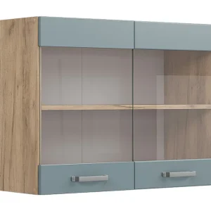 Glazen keukenkast blauw-grijs 80x31x60 r-line