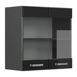 Glazen keukenkast zwart hoogglans 60x31x60 r-line