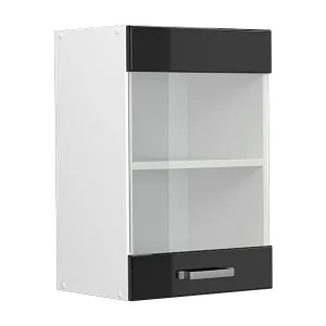 Glazen keukenkast zwart hoogglans 40x31x60 r-line
