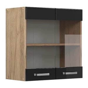 Glazen keukenkast zwart hoogglans 60x31x60 r-line
