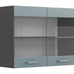 Glazen keukenkast blauw-grijs 80x31x60 r-line Glazen keukenkast blauw-grijs 80x31x60 r-line