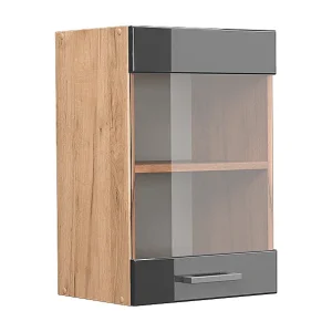 Glazen keukenkast antraciet hoogglans 40x31x60 r-line