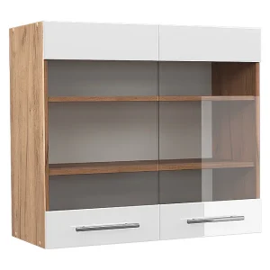 Glazen keukenkast wit hoogglans 80×34.1×72 fame-line Glazen keukenkast wit hoogglans 80×34.1×72 fame-line