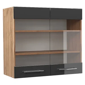 Glazen keukenkast antraciet hoogglans 80×34.1×72 fame-line Glazen keukenkast antraciet hoogglans 80×34.1×72 fame-line
