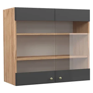 Glazen keukenkast antraciet-goud 80×34.1×72 fame-line Glazen keukenkast antraciet-goud 80×34.1×72 fame-line