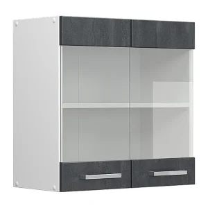 Glazen keukenkast zwart beton 60x31x60 r-line