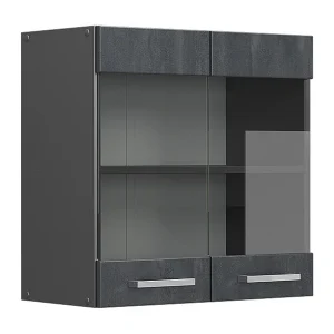 Glazen keukenkast zwart beton 60x31x60 r-line