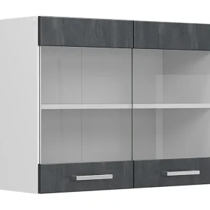 Glazen keukenkast zwart beton 80x31x60 r-line