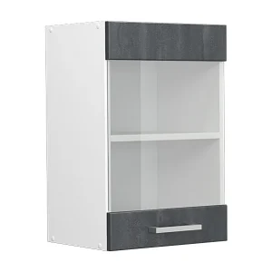 Glazen keukenkast zwart beton 40x31x60 r-line