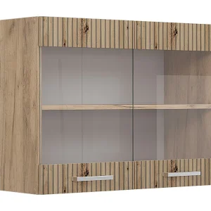 Glazen keukenkast artisanaal eiken 80x31x60 r-line Glazen keukenkast artisanaal eiken 80x31x60 r-line