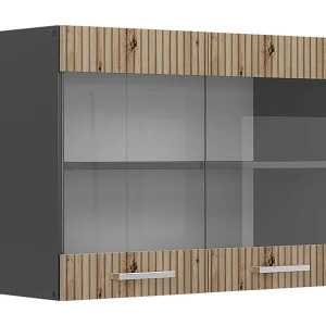 Glazen keukenkast artisanaal eiken 80x31x60 r-line Glazen keukenkast artisanaal eiken 80x31x60 r-line