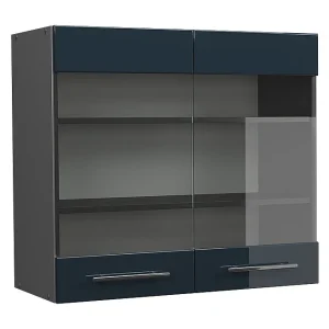 Glazen keukenkast donkerblauw hoogglans 80×34.1×72 fame-line Glazen keukenkast donkerblauw hoogglans 80×34.1×72 fame-line