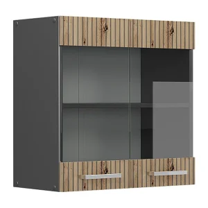Glazen keukenkast artisanaal eiken 60x31x60 r-line Glazen keukenkast artisanaal eiken 60x31x60 r-line
