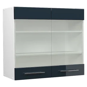 Glazen keukenkast donkerblauw hoogglans 80×34.1×72 fame-line Glazen keukenkast donkerblauw hoogglans 80×34.1×72 fame-line