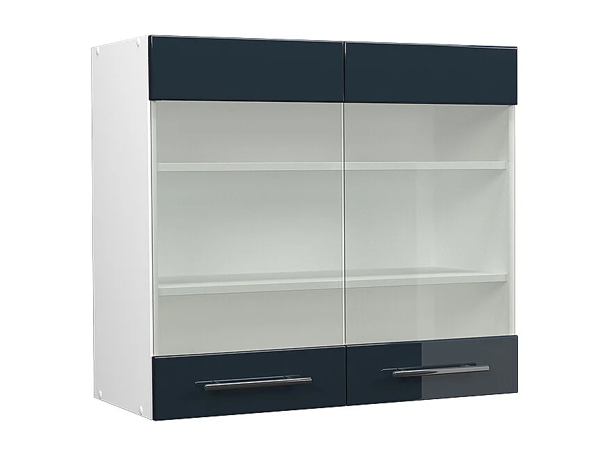 Glazen keukenkast donkerblauw hoogglans 80x34.1x72 fame-line