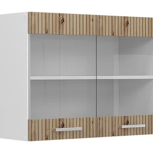 Glazen keukenkast artisanaal eiken 80x31x60 r-line Glazen keukenkast artisanaal eiken 80x31x60 r-line
