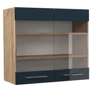 Glazen keukenkast donkerblauw hoogglans 80×34.1×72 fame-line Glazen keukenkast donkerblauw hoogglans 80×34.1×72 fame-line