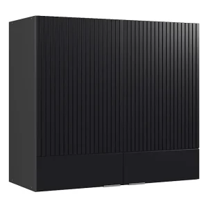 Glazen keukenkast zwart gestreept 80×34.1×72 fame-line