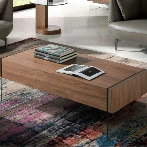 Rechthoekige salontafel walnoot en gehard glas 2050 ANGEL CERDA Rechthoekige salontafel walnoot en gehard glas 2050 ANGEL CERDA