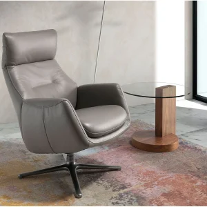 Grijze leren draaifauteuil met verstelbare kussen 5092 ANGEL CERDA Grijze leren draaifauteuil met verstelbare kussen 5092 ANGEL CERDA