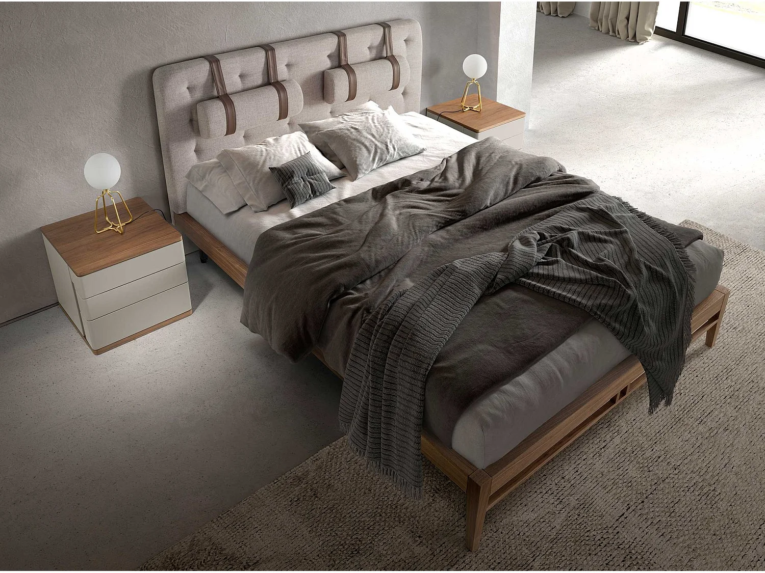 Grijs bed met stoffen bekleding 7179 ANGEL CERDA