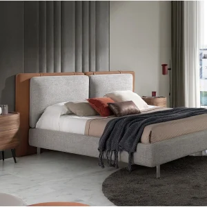 Gestoffeerd bed met stoffen en eco-leren bekleding 7123 ANGEL CERDA Gestoffeerd bed met stoffen en eco-leren bekleding 7123 ANGEL CERDA
