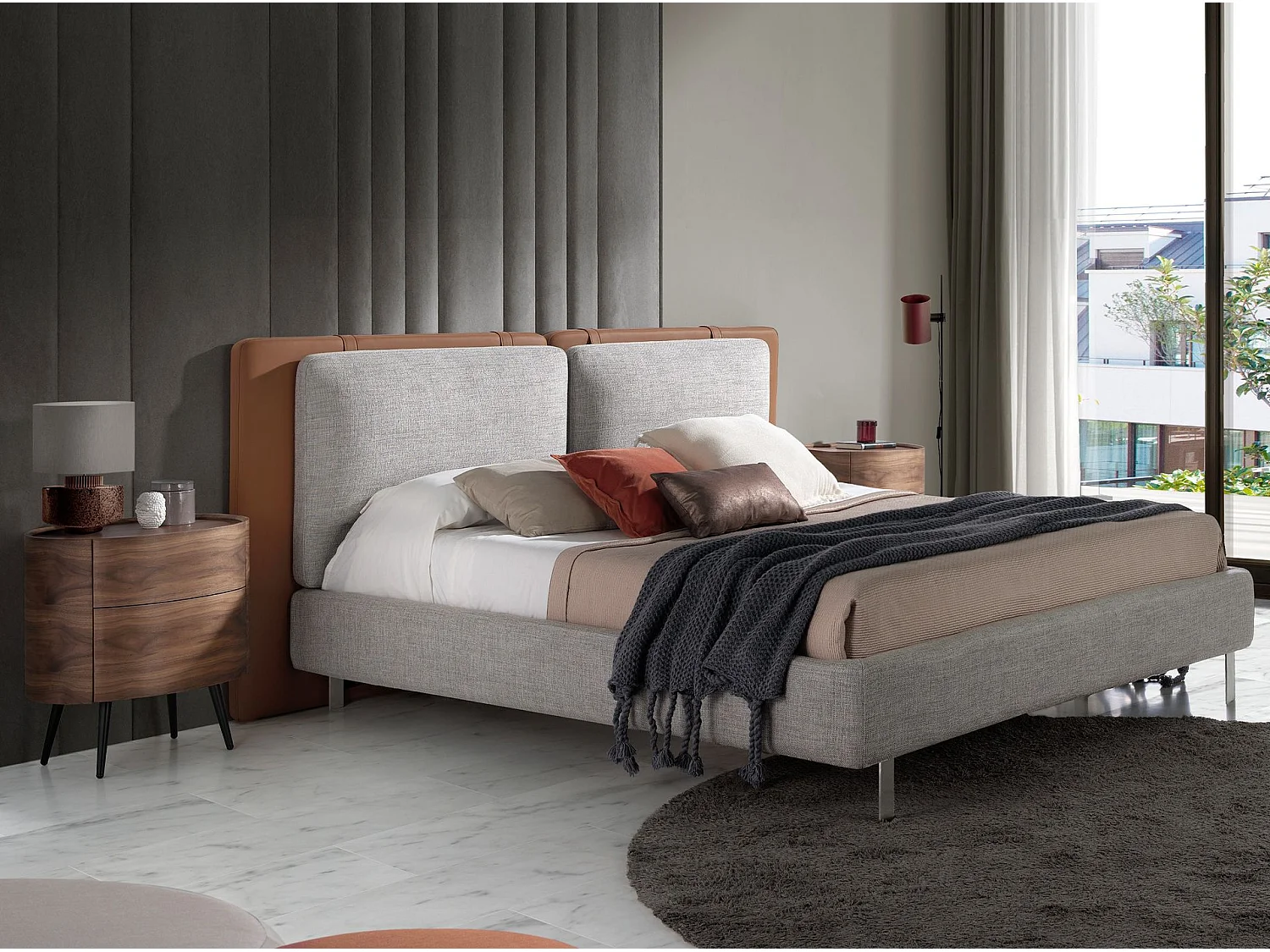 Gestoffeerd bed met stoffen en eco-leren bekleding 7123 ANGEL CERDA