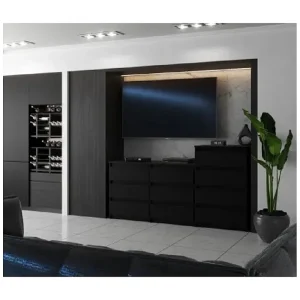 Grote commode met 10 laden Zwart 160 cm – TV-meubel, dressoir, kast voor de woonkamer Grote commode met 10 laden Zwart 160 cm – TV-meubel, dressoir, kast voor de woonkamer