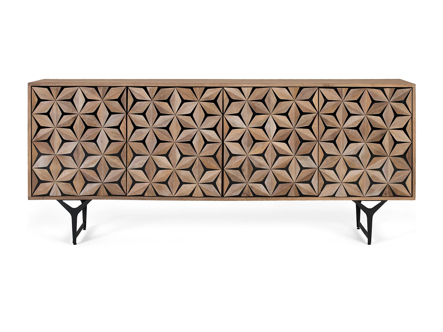 Buffet à 4 portes à la main vervaardigd in manguierhout 177 cm