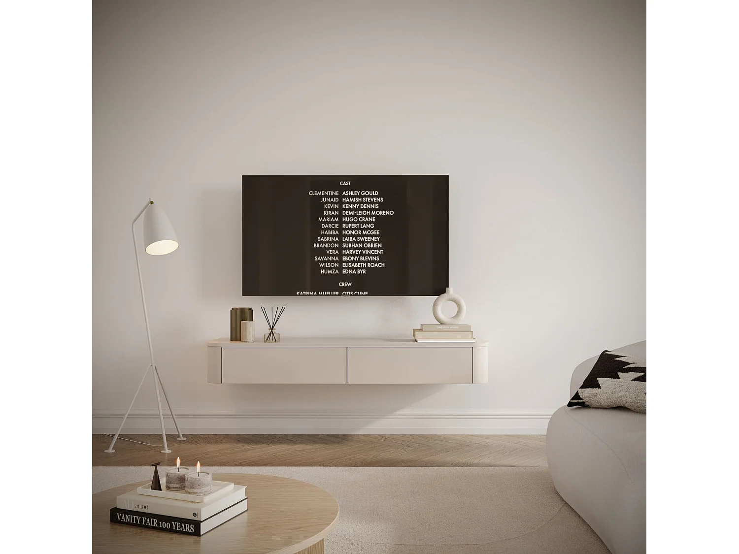 Hangend TV-meubel – kasjmiergrijs – 140 cm – LUVIO SLIM