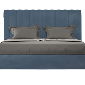 Gestoffeerd Bed 140×200 zonder lattenbodem microvezel blauw Agueda Gestoffeerd Bed 140×200 zonder lattenbodem microvezel blauw Agueda