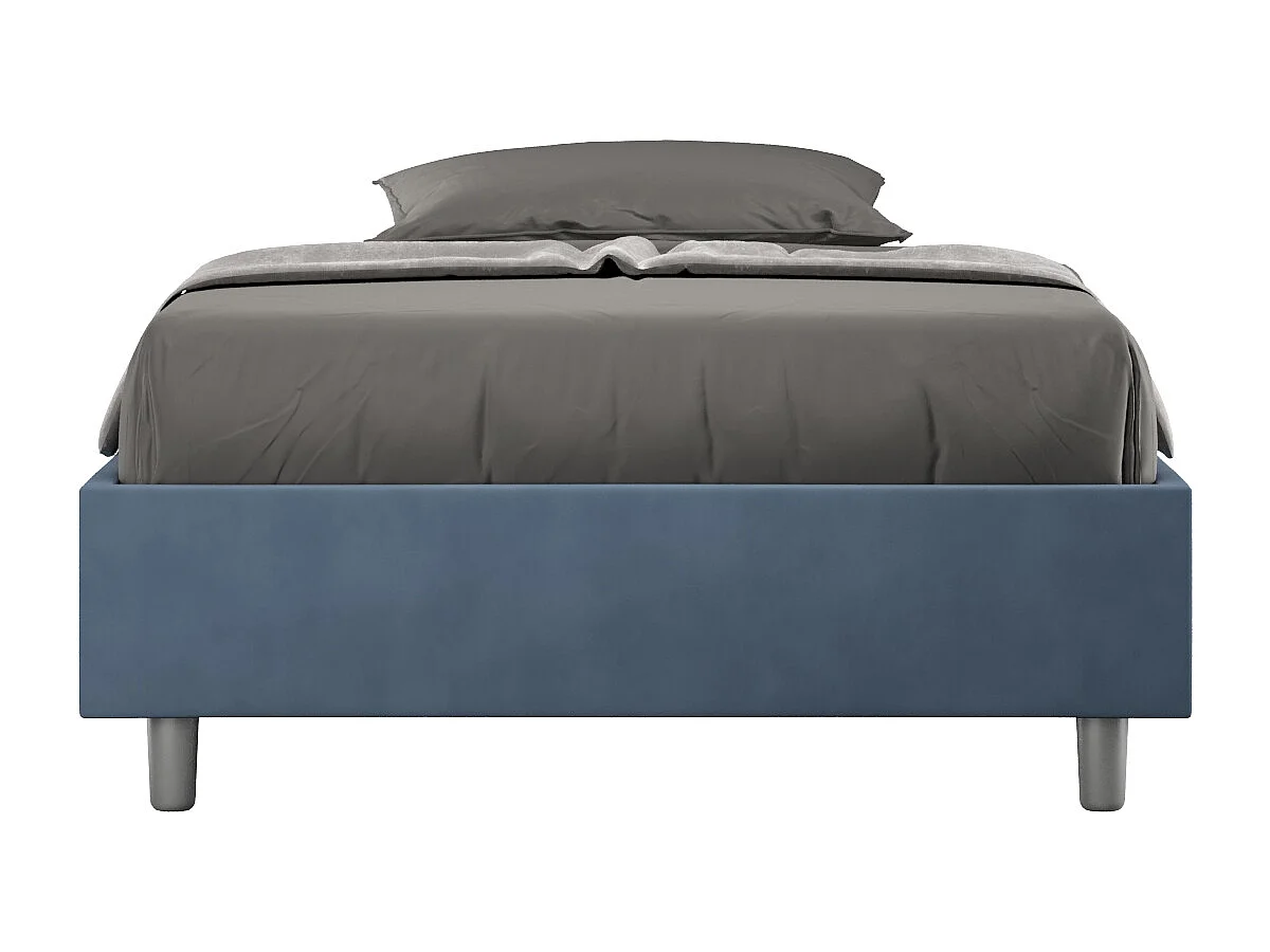Gestoffeerd Bed 140x210 zonder lattenbodem microvezel blauw Azelia