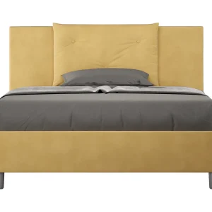 Gestoffeerd Bed 140×200 zonder lattenbodem microvezel oker Appia