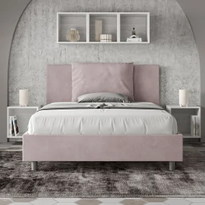 Gestoffeerd Bed 140×190 met lattenbodem microvezel lila Antea