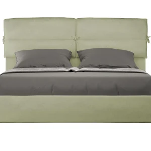 Gestoffeerd Bed 160×190 met lattenbodem microvezel groen Nandy Gestoffeerd Bed 160×190 met lattenbodem microvezel groen Nandy