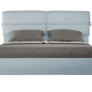 Gestoffeerd Bed 160×190 met lattenbodem microvezel lichtblauw Nandy Gestoffeerd Bed 160×190 met lattenbodem microvezel lichtblauw Nandy