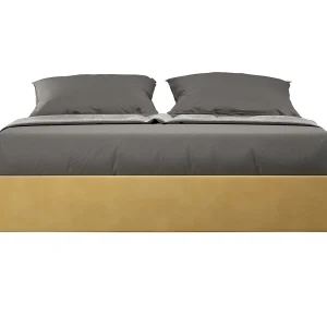 Gestoffeerd Bed 160×190 met lattenbodem microvezel oker Azelia Gestoffeerd Bed 160×190 met lattenbodem microvezel oker Azelia