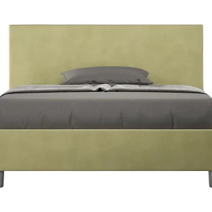 Gestoffeerd Bed 140×190 met lattenbodem microvezel groen Adele