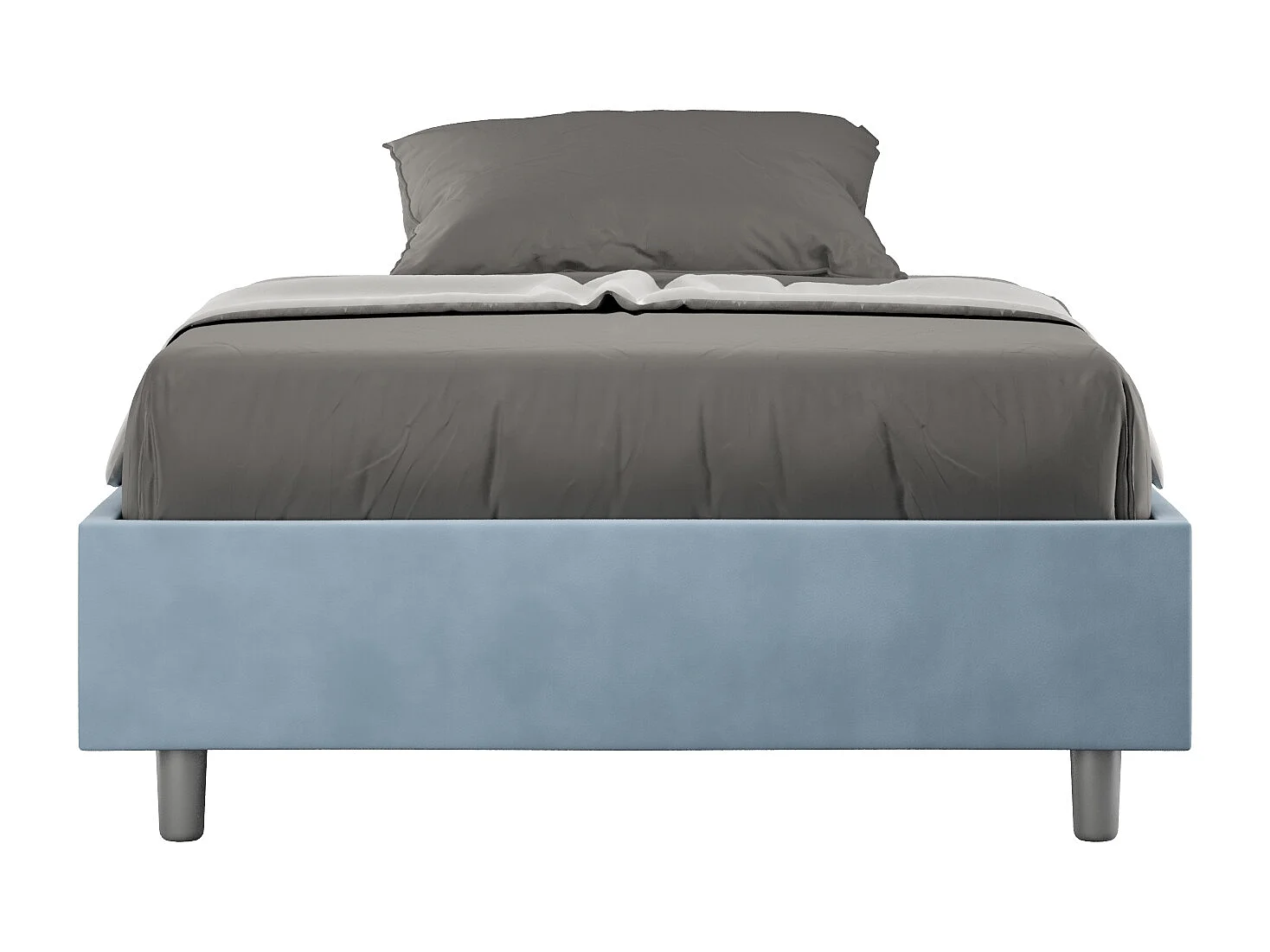 Gestoffeerd Bed 140x210 met lattenbodem microvezel lichtblauw Azelia