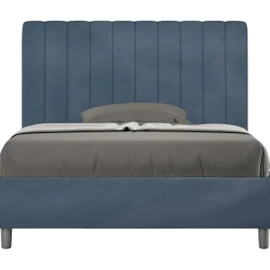 Gestoffeerd Bed 120×200 zonder lattenbodem microvezel blauw Agueda Gestoffeerd Bed 120×200 zonder lattenbodem microvezel blauw Agueda