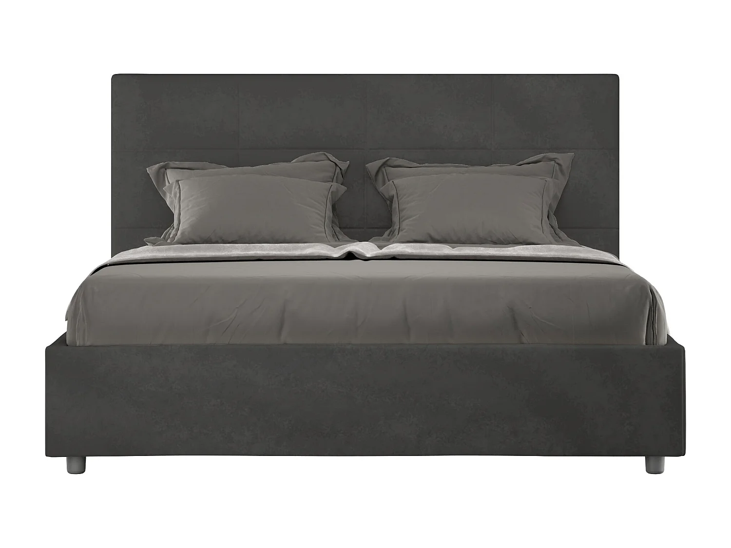 Gestoffeerd Bed 140x210 zonder lattenbodem microvezel grijs Mika
