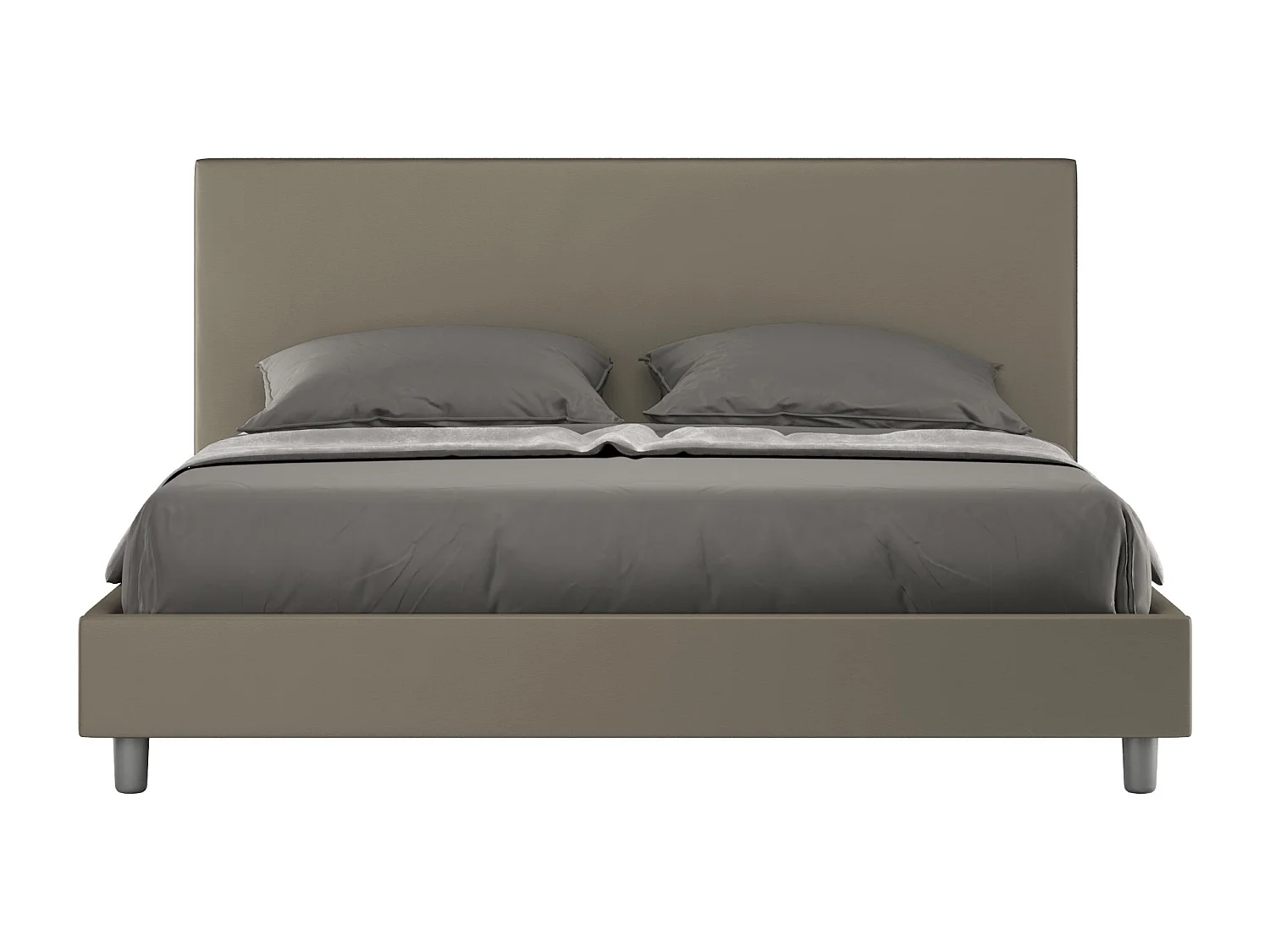 Gestoffeerd bed 160x190 met lattenbodem kunstleer cappuccino Naspy