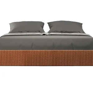 Gestoffeerd Bed 160×200 met lattenbodem stof Labirinto 04 oranje Azelia
